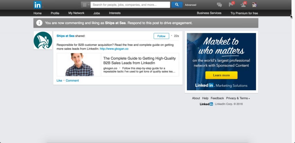 Preview of a LinkedIn Sponsored Content ad.
