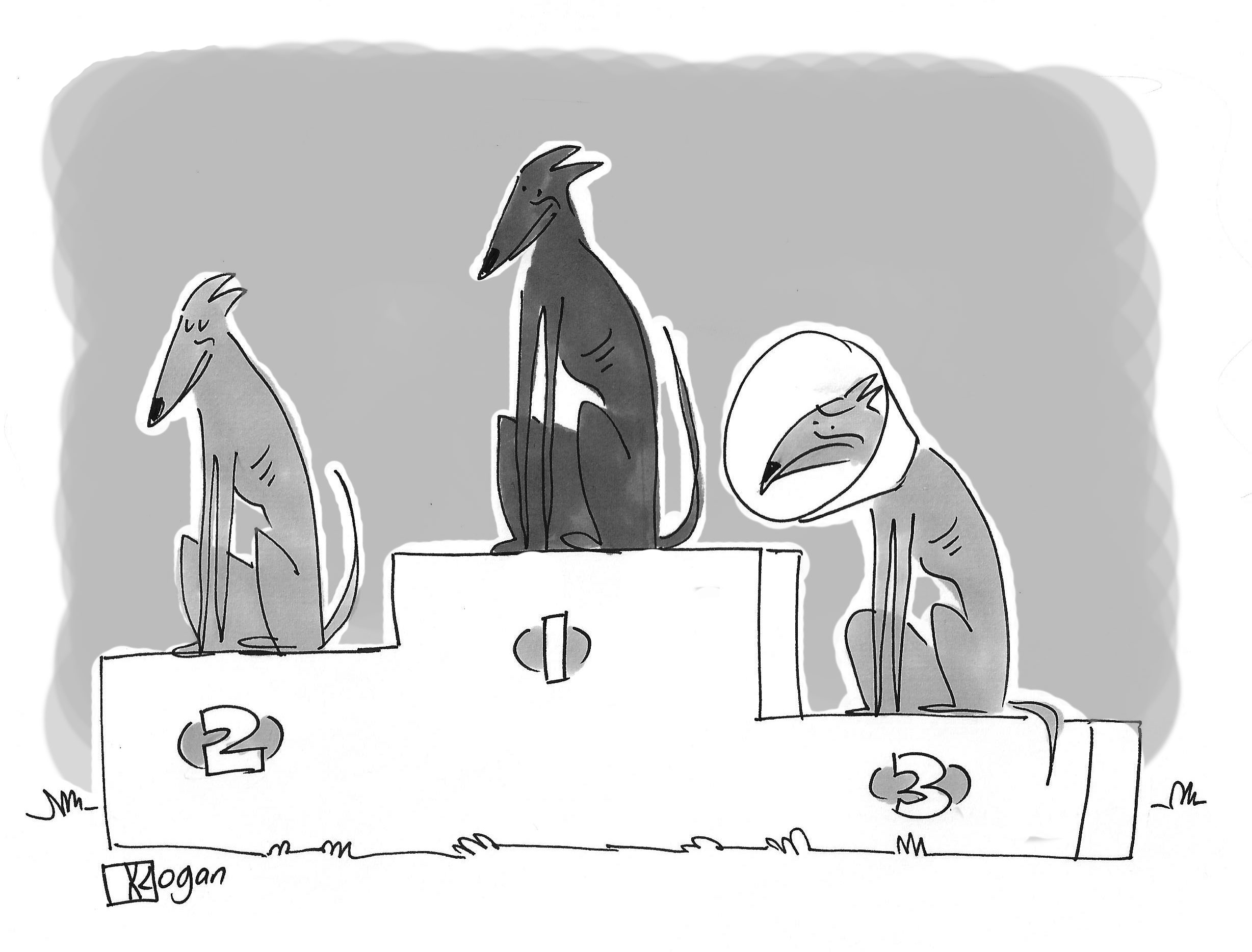 Cartoon about placing third place.