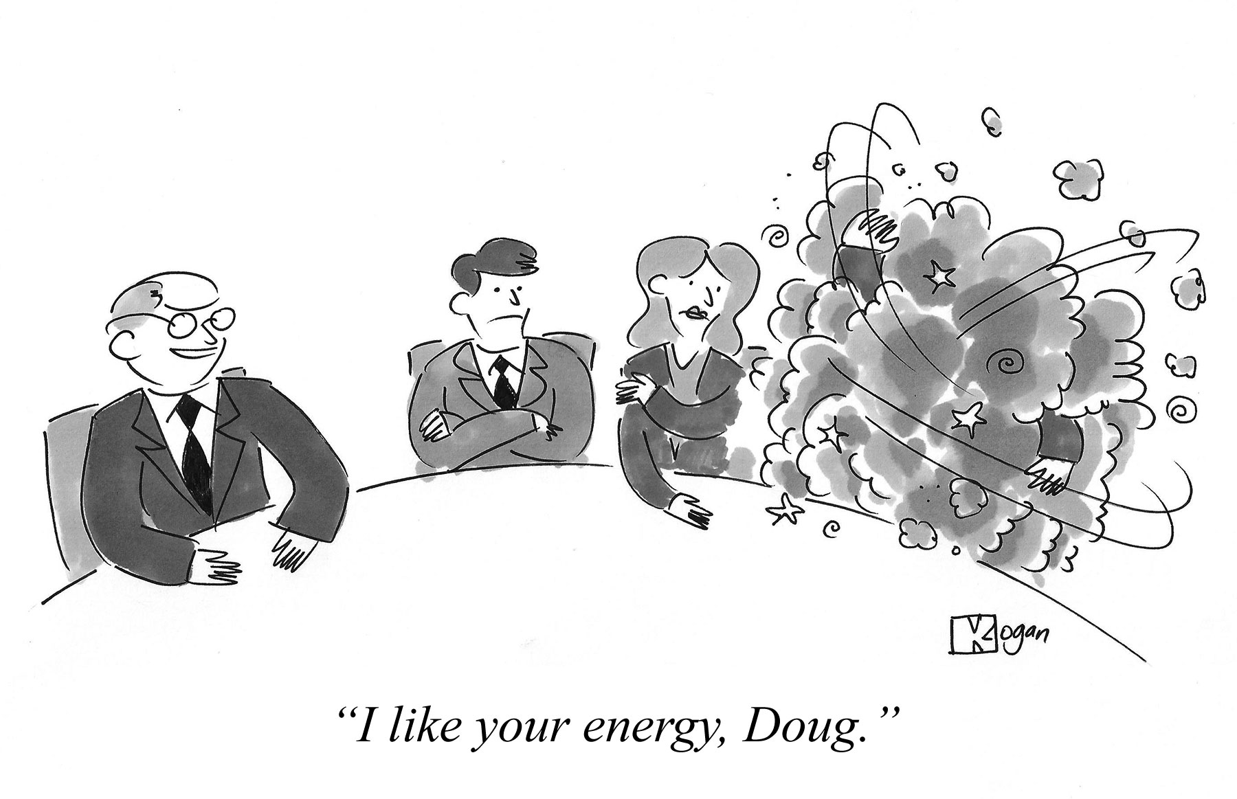 Cartoon about a high-energy employee