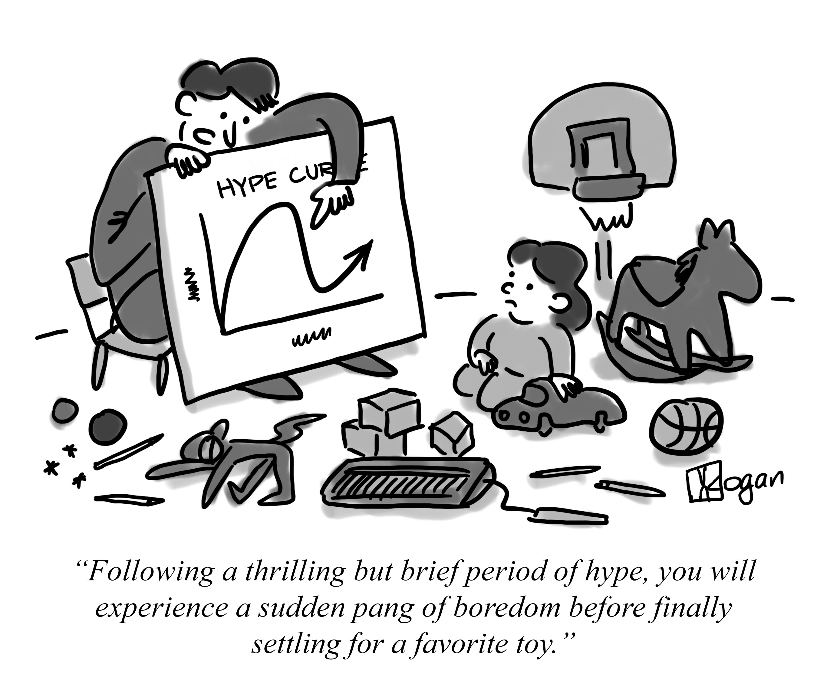 Cartoon about the hype of Artificial Intelligence