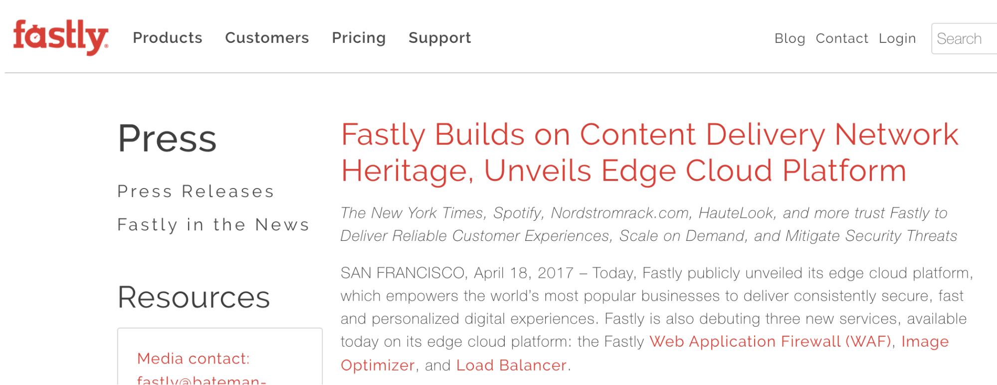Announcement from Fastly about their Edge Cloud Platform category.