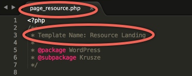 Saving and naming a resource page template for WordPress.